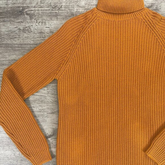 NWT Zara Autumn Orange Mustard Rust Tight-Knit Pullover Turtleneck Sweater Sz Md - Picture 3 of 5